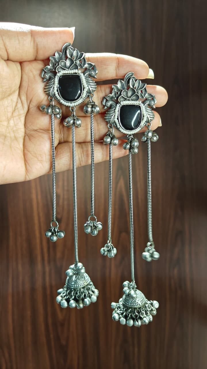 Zoya Kashmiri Earrings - Black - Image 2