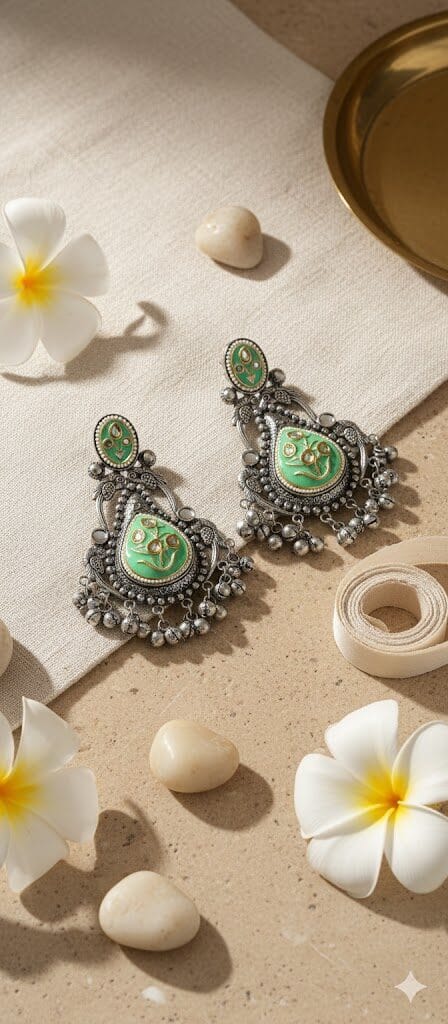 Mehira Meenakari Chandbali Earrings - Image 3