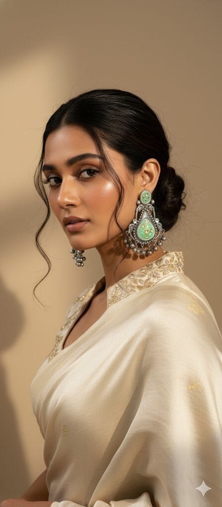 Mehira Meenakari Chandbali Earrings - Image 4