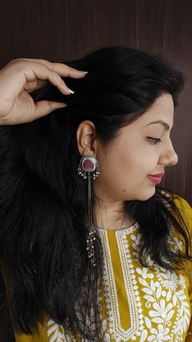 Sufi Kashmiri Earrings – Pink - Image 3
