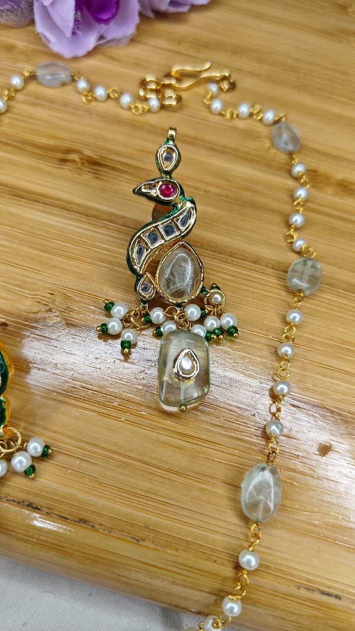Peacock Kundan Necklace Set - Image 6