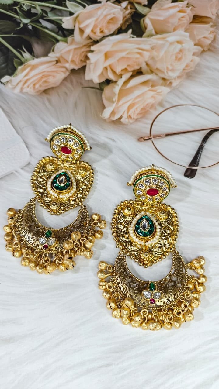Nayantara Heritage Kundan Chandbalis - Image 2
