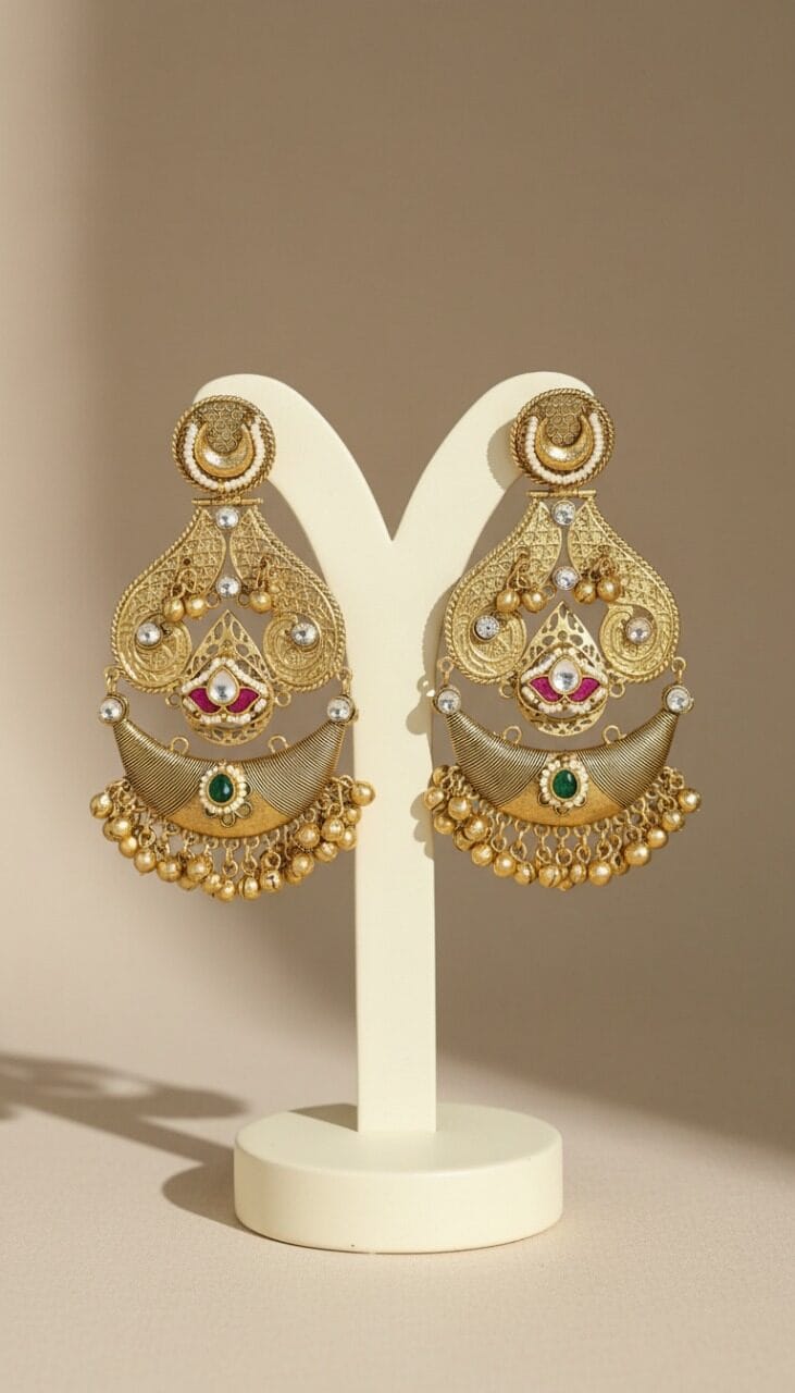 Chandrika Pacchi Kundan Earrings